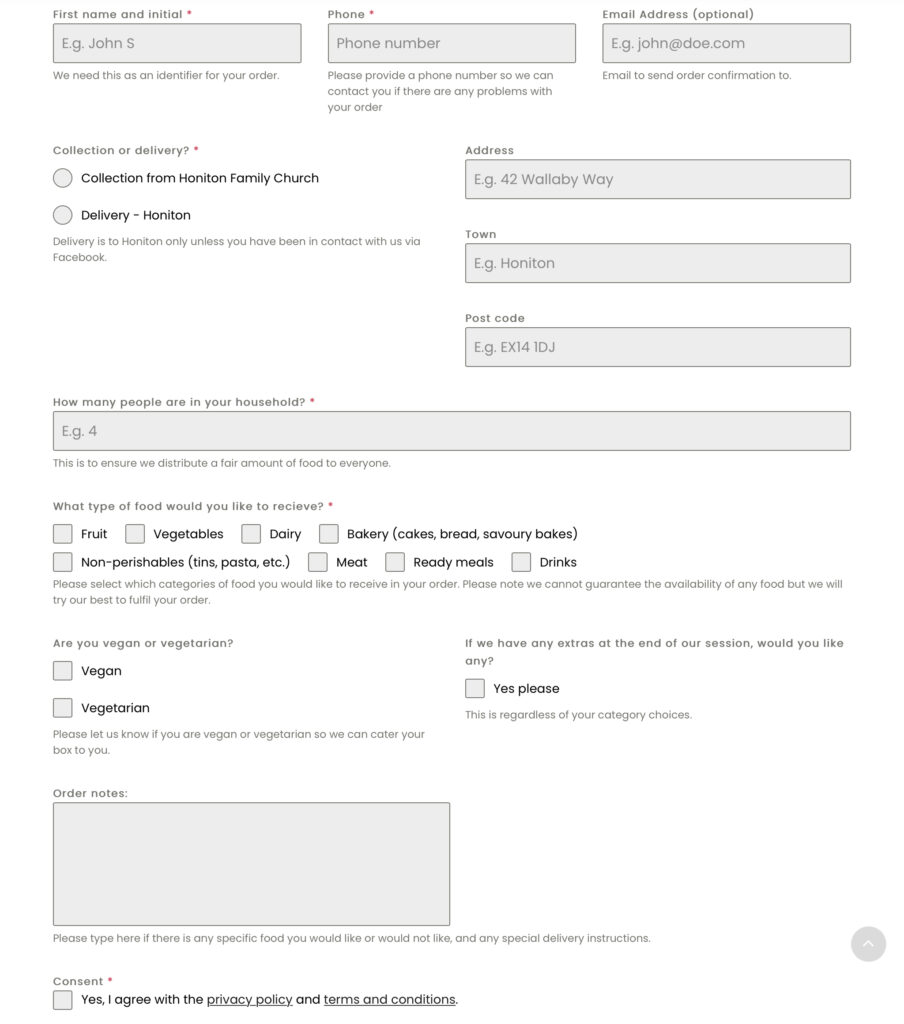 The new order form, introduced on Friday, 17th June.